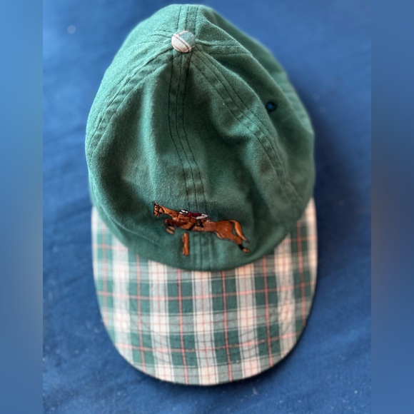 Vintage Other - Vintage Green Cap with Plaid Brim and Horse Design